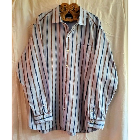Tommy Bahama Other - Tommy Bahama Men's Long Sleeve Button Up XL Western Style Striped Blue